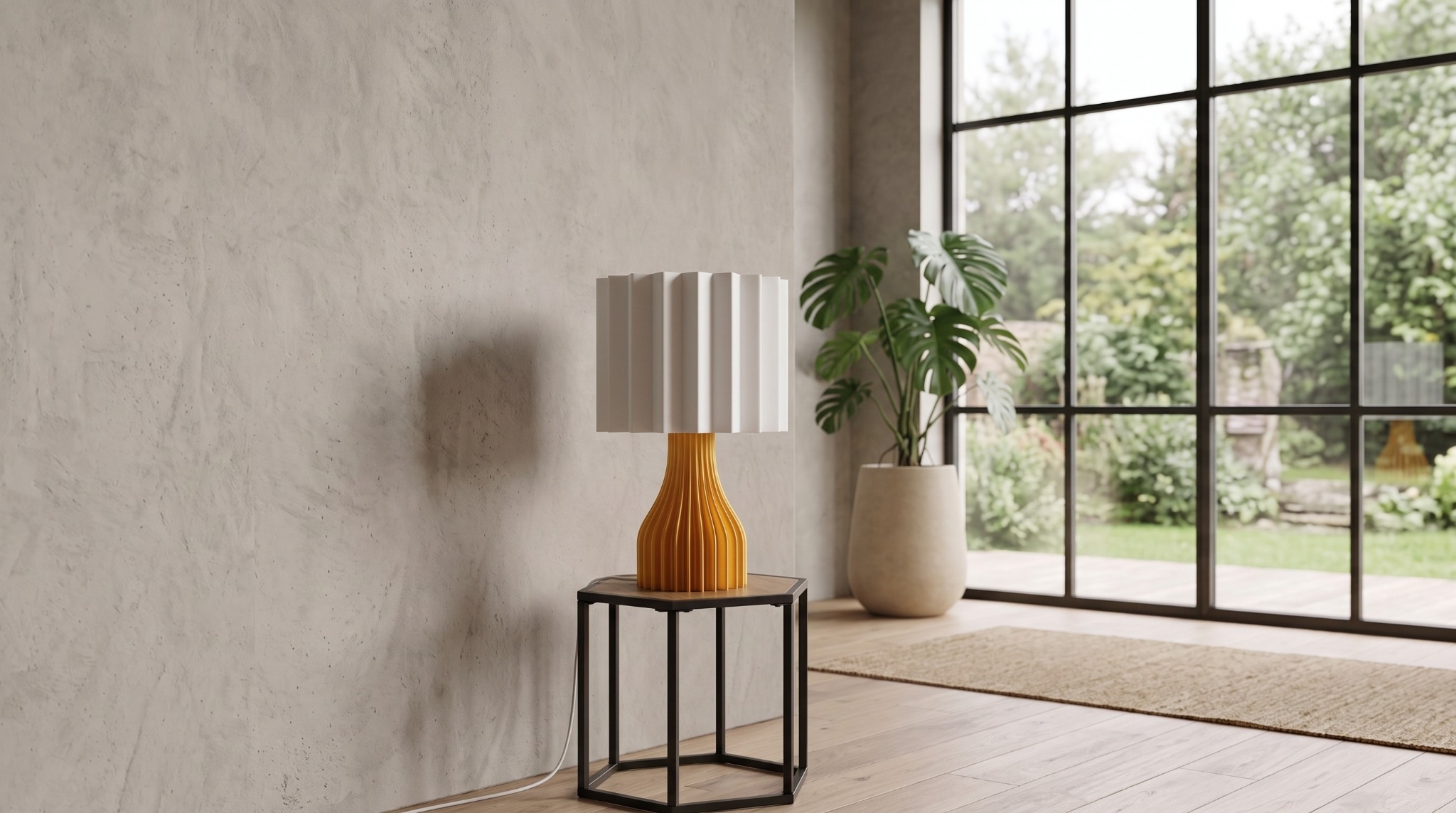 LAVEN sculptural lamp in a warm, modern interior