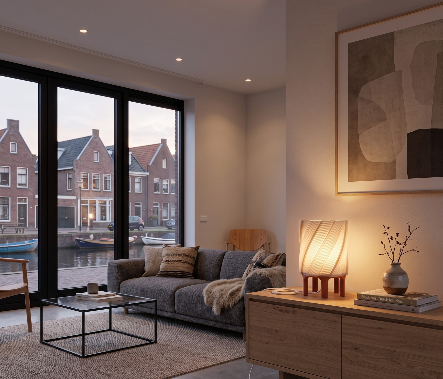 Judo in a modern Dutch canal-side living room